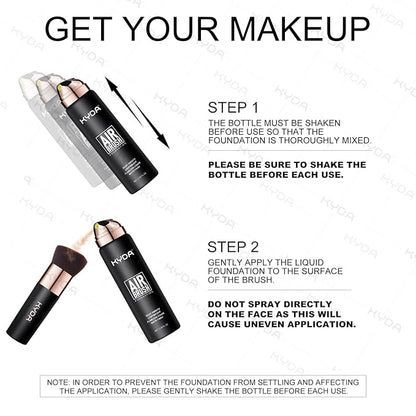 KYDA AirBrush Foundation Spray, Silky Foundation Mist Makeup, Flawless Coverage for Smooth Creamy Nude Finish, Breathable Blendable Lasting Formula, Moisturizing Makeup Primer-#220 Natural Beige
