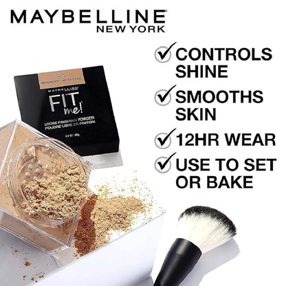 Maybelline Fit Me Loose Setting Powder, Face Powder and Finishing Makeup, Medium, 1 Count
