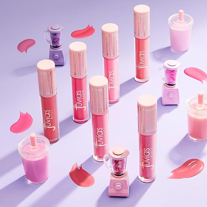 Juvia's Place Smoothie Lip Gloss Strawberry Bliss - Hydrating Cream Lipgloss w/Pink & Mauve Tones - Non Sticky Plumping Glosses - High Shine Lipgloss for Women -Lip Plumper w/Cocoa Butter & Chia Oil