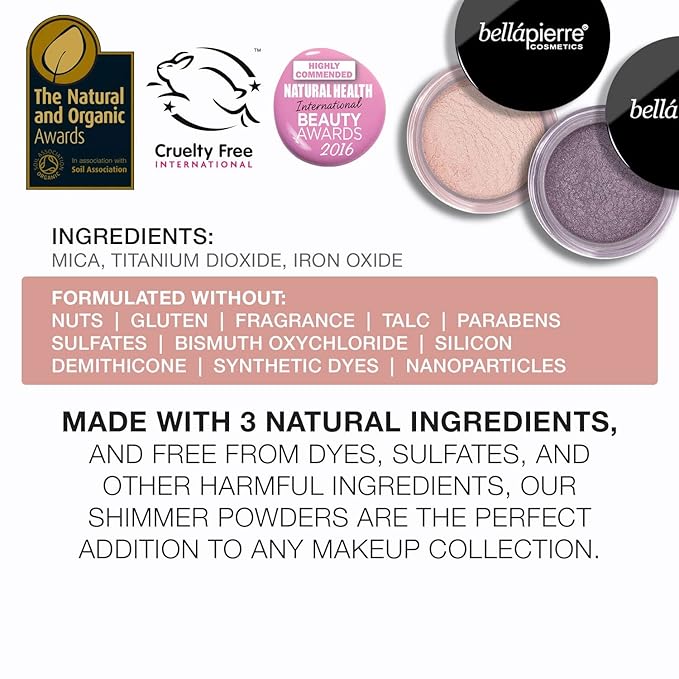 bellapierre Shimmer Powder | Paraben Free | Vegan & Cruelty Free | All Skin Types | 2.35g - Refined