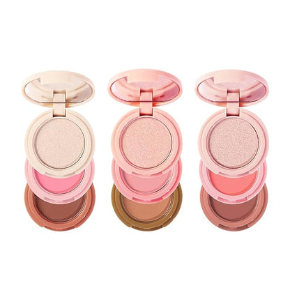 Makeup Eyeshadow Palettes, 3-in-1 Protable Multifunction Blush Highlighter Contour Palettes with 3 Trend Colors for Daily Natural Luster Makeup, Waterproof Long Lasting - 2 Pack #4