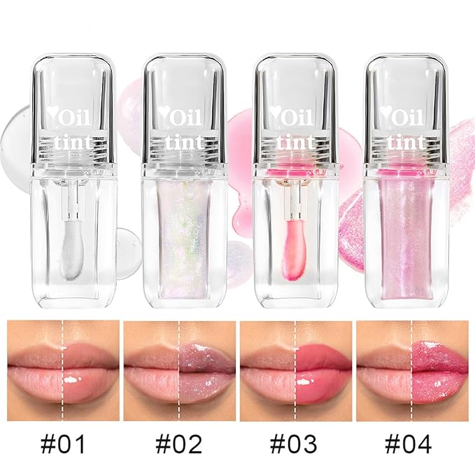 Transparent Warm Changing Pearl Lip Oil - Moisturizing, Magic Color Changing, Hydrating, Reduces Lip Lines
