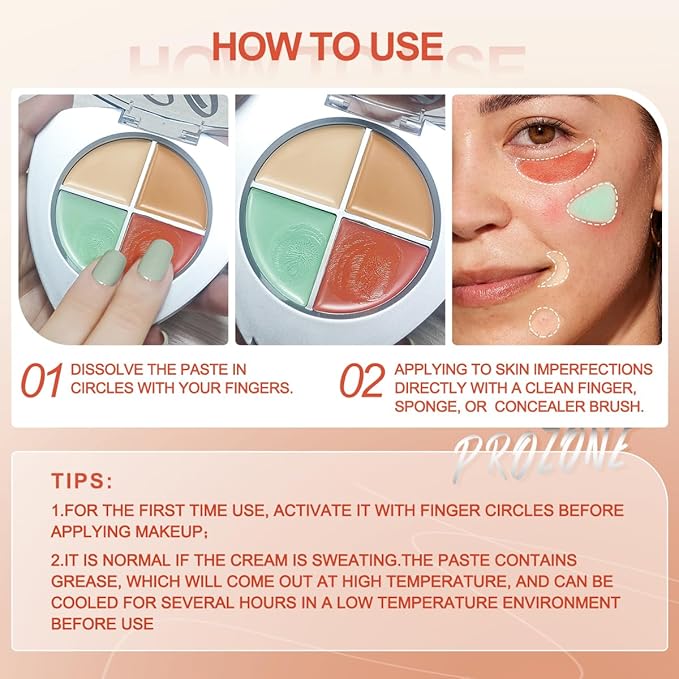 SACE LADY 4 in 1 Concealer Palette, 4 Colors Face Eye Brow Correcting Contour Cream Palette Full Covers Undereye Dark Circles, Blemishes, Redness (1pc concealer palette)