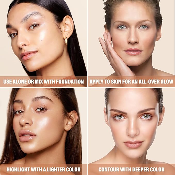 Boobeen Liquid Foundation Makeup, Waterproof Dewy Foundation With Slight Shimmer, Illuminator Highlighter, Luminous Silk Foundation To Enhance Skin Natural Glow