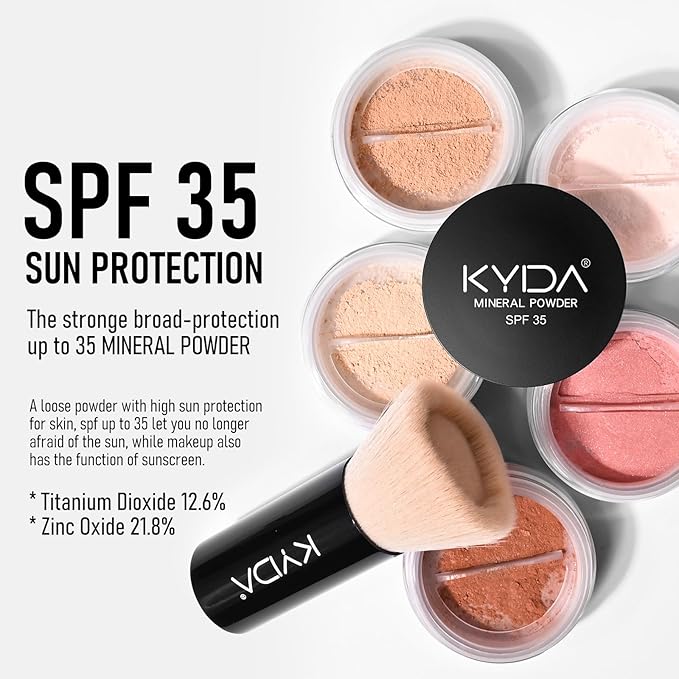 KYDA Mineral Powder Bronzer, SPF 35, Loose Mineral Bronzer, Lightweight Face Contour Powder, Buildable Coverage for Natural Glow Bronzer Makeup, Blendable Formula, Warmth