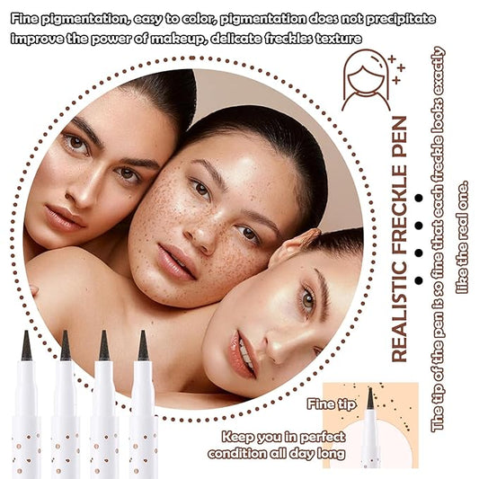4 Colors Freckle Makeup Pen - Waterproof, Lightweight, Long Lasting, Quick Dry - Light Brown, Natural Coffee, Chestnut, Dark Brown