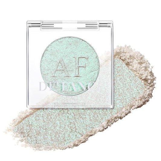 Highlighter Makeup Palette, Long Lasting New Formula, Dazzling Green-Silver Shimmer, Sheer Base, Ideal for Face and Body Contour and Cheek Highlight (#04)
