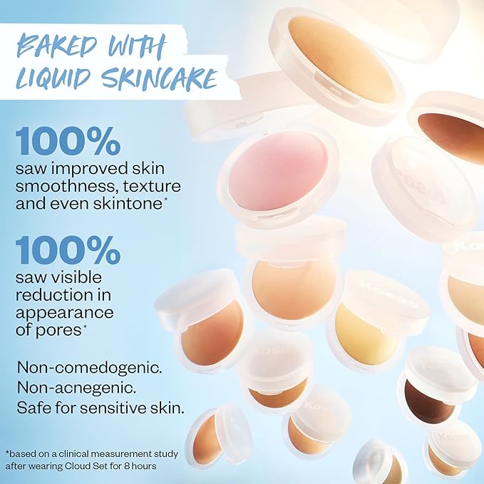 Kosas Mini Cloud Set Face Setting Powder - Smoothing Shine Control, Soft, Sheer Translucent Makeup Finish, Portable & Long-Lasting Loose Pressed Baking Powder - Silky (Sheer Tan Deep)