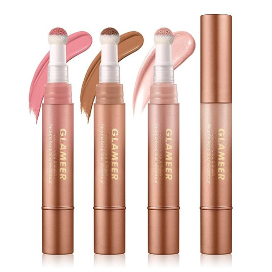Blush Stick,Liquid Blush Stick,Silky Smooth Creamy Formula,Lightweight Blendable Blush Rouge Stick,Naturally Sculpted Look Professional Beauty Makeup Blush (01/03/05)