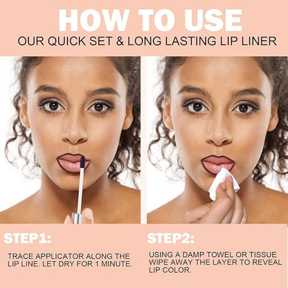 Peel Off Lip Liner Stain, Infused with Nourishing Ingredients & Vitamin E, Quick Set Lip Stain Peel Off Long Lasting For All Skin Types, #003 Cacao Brown