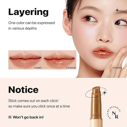 Nature Republic HONEY MELTING LIP (00 CHAI MILK TEA) SOFT LIP STICK Hydrating Gloss, Moisturizing balms, Sheer tint, Shine & Nude, Glowy Finish, korean make up