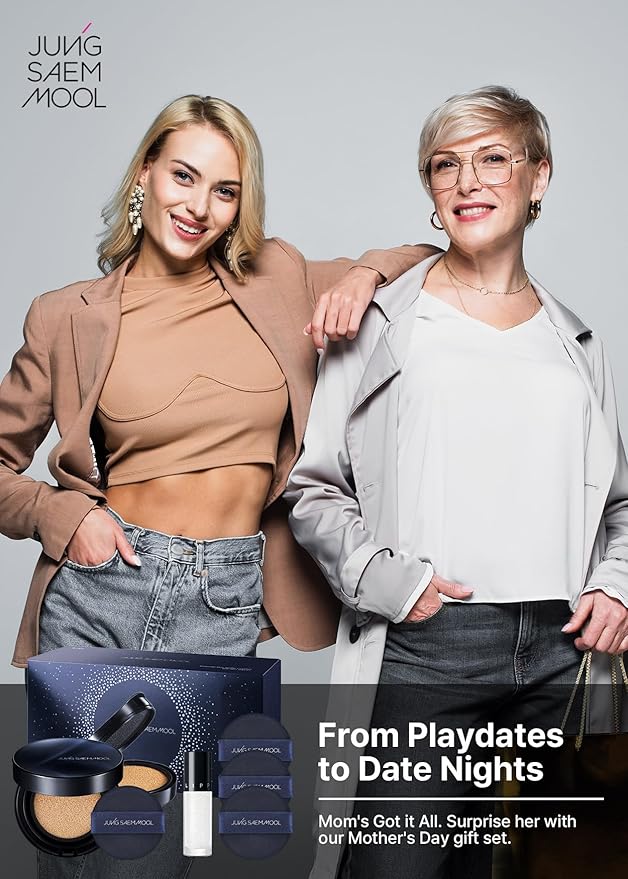 [JUNGSAEMMOOL OFFICIAL] Essential Skin Nuder Cushion Special Set (Medium Deep) | Nuder Cushion Navy Edition (Refill incl.) + Lip-Pression Glittering Topper + Navy Cushion Puffs (3pcs)