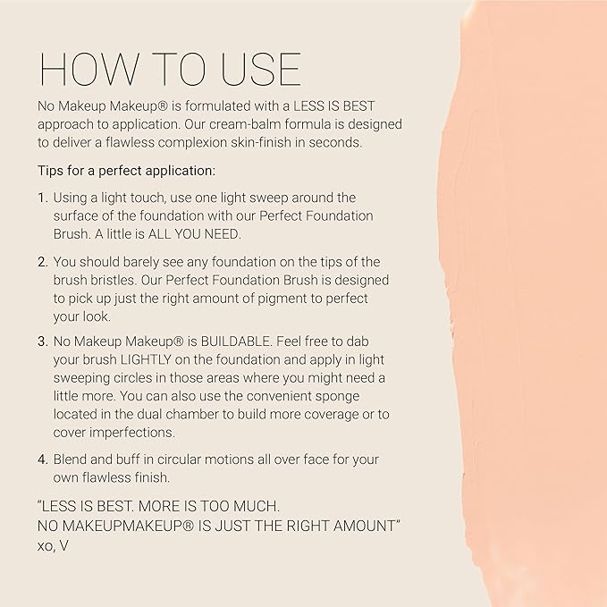 Foundation by No Makeup Makeup | Conceal & Correct with Long-Lasting, Buildable Formula & Lightweight Soft Finish | Cruelty-Free, Vegan, Fragrance-Free | Porcelain