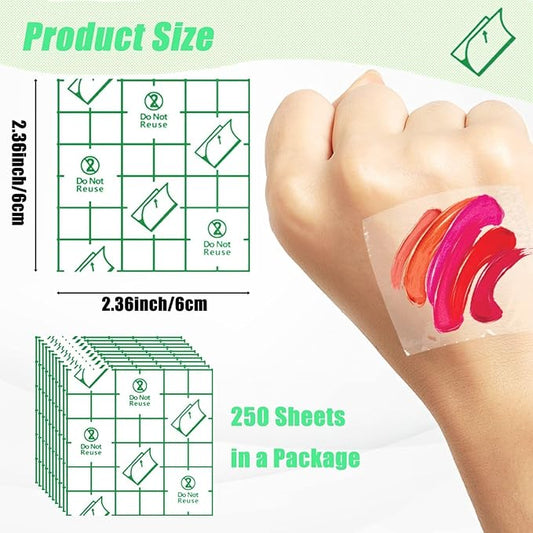 250 Pieces Makeup Hand Palette, Disposable Adhesive Transparent Palettes for Makeup and Waterproof, Artist Cosmetic Makeup Palette for Women Daily Use (2.36 X 2.36 Inch)