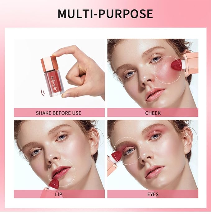3Pcs Liquid Blush, Soft Silky Cream Blush Makeup for Cheeks, Natural-Looking, Weightless, Long-Lasting, Dewy Finish (Set B, 3)