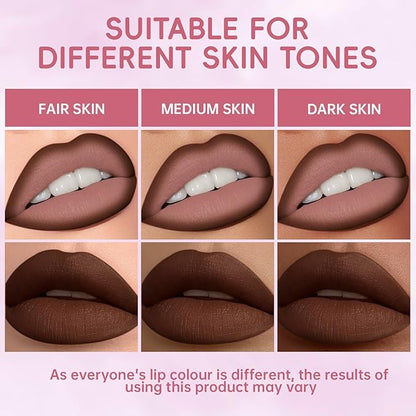Dark Brown Lip Liner Lipstick, 2 in 1 Gradient High Pigmented Cream Matte Lip Pencil Lip Stain, Long Lasting Brown Lip Liner Plumping Lip Makeup for Women Girls, 08