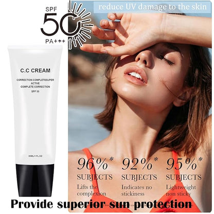 Cc Cream Self Adjusting for Mature Skin,Skin Tone Adjusting Primer SPF 50,Cosmetics Foundation Cream Colour Correcting for Older Women (lvory)