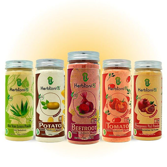 100% Natural Pack of 5 Aloevera Leaves, Potato, Beetroot, Tomato and Pomegranate Peel Powder For Face Pack(850 Gram)