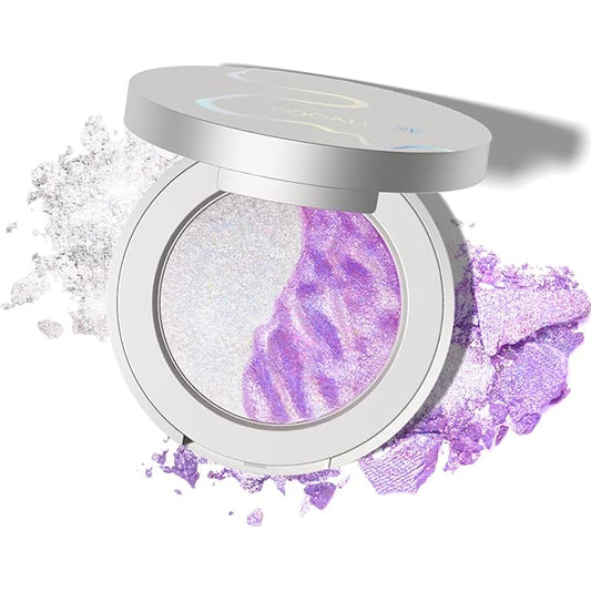 FOCALLURE Chameleon Hybrid Highlighter Powder, Metallic Bronzer Highlighter Powder Kit, Shimmer Face Illuminator Makeup Powder Palette for All Skin Tones, Highly Pigmented, #PP02 FYLIN