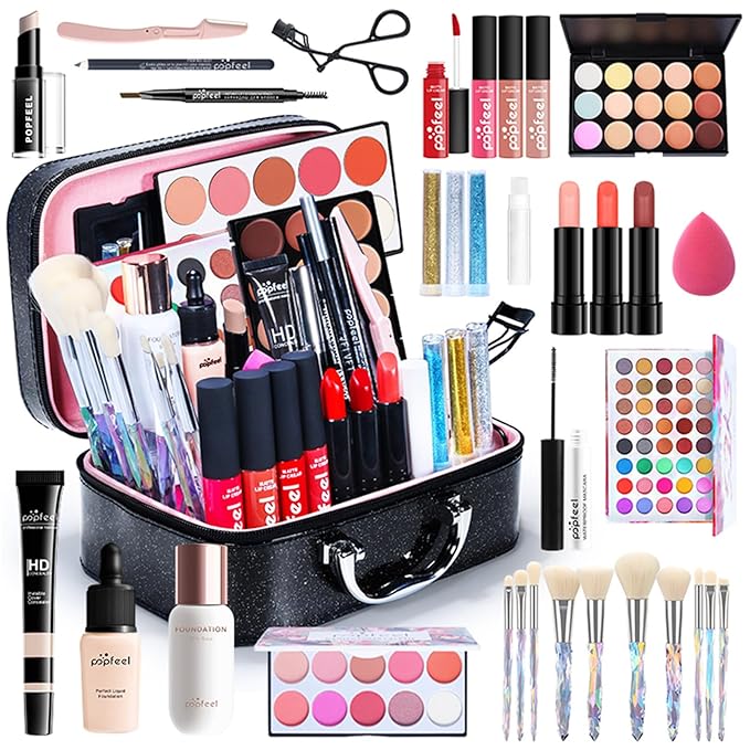 All in One Makeup Kit for Women Full Kit, Mother's Day Gifts for Women Girls, Makeup Essential Bundle Include Eyeshadow Palette Lipstick Blush Foundation Concealer Mascara Eyebrow Pencil