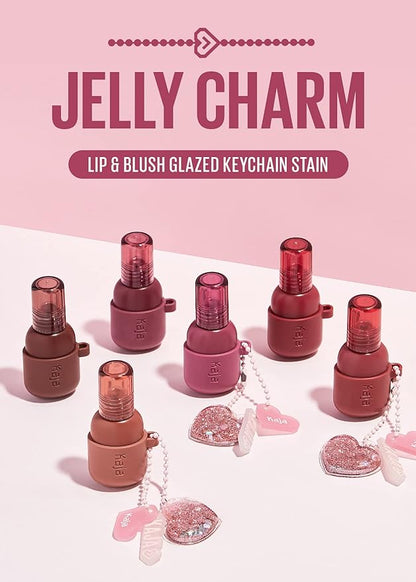Kaja Lip & Blush Glazed Keychain Stain - Jelly Charm 02 Squeeze Guava + Lip Mousse - Love Swipe 04 Swipe Right, 0.22 Oz Bundle