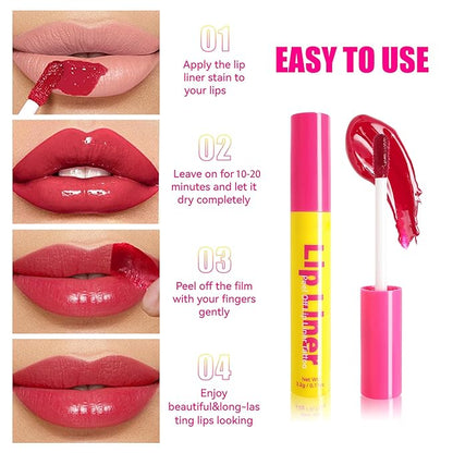 Peel-Off Lip Tint, Moisturizing Highly Pigmented Peel-Off Lip Makeup 24H Color Hold, Waterproof & Smudge-Proof Lip Gloss Long-Lasting Lip Stain for Women, 02#Rose