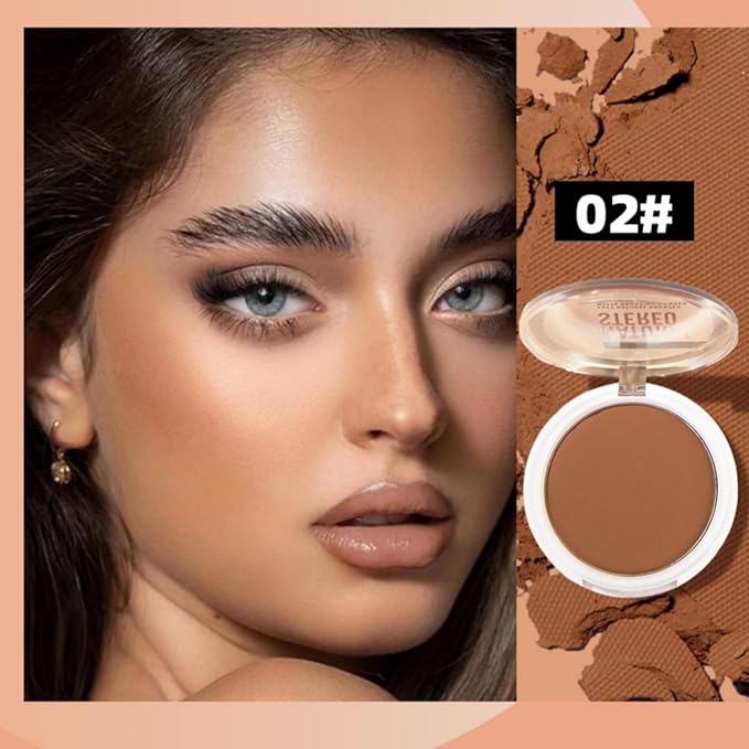MAEPEOR Matte Bronzer Powder 6 Colors Buildable Natural Contour Bronzer Long Lasting Sweat Proof Face Bronzered Powder (Color 02)