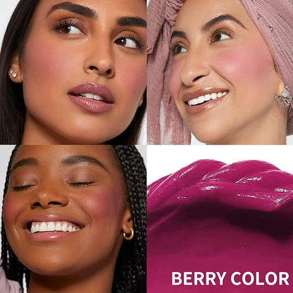 AKARY Velvet Mousse Liquid Blush Makeup for Cheeks, Lightweight Water Glossy Blush to Shape, Contour & Highlight Face, Moisturizing, Long-wearing, Smudge Proof (06 Warm Rose (Fine Flash))
