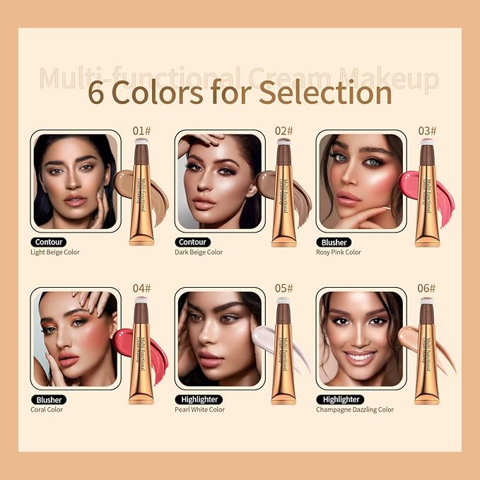 Contour Beauty Wand, Liquid Face Concealer Contouring/Highlighter/Blusher Stick with Cushion Applicator, Long Lasting Natural Matte Finish, Lightweight Blendable Silky Cream Contour Stick