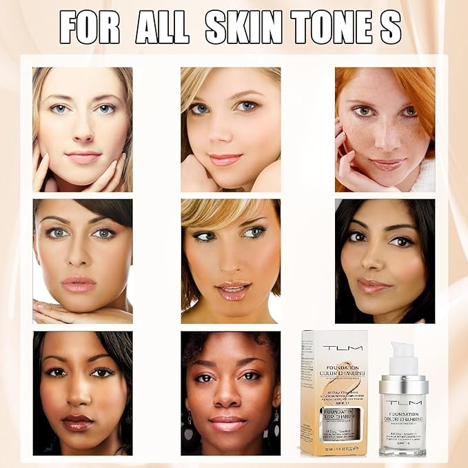 2Pcs TLM Color Changing Foundation Makeup, Moisturizing Flawless Full Coverage Face Foundation Color Changing for Woman All Skin.