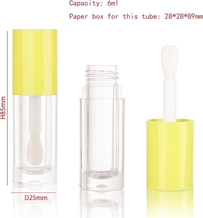 COSIDEA 14pcs Empty 6ml big doe foot wand Chunky lip gloss tubes for DIY lipgloss,Pink round lipgloss containers tubes with thick wand (Yellow)