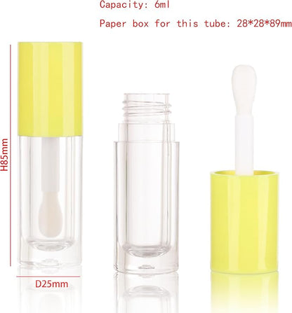 COSIDEA 14pcs Empty 6ml big doe foot wand Chunky lip gloss tubes for DIY lipgloss,Pink round lipgloss containers tubes with thick wand (Yellow)