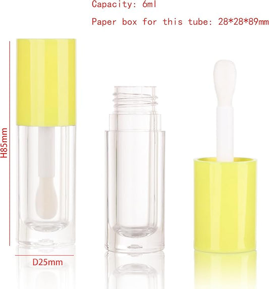 COSIDEA 14pcs Empty 6ml big doe foot wand Chunky lip gloss tubes for DIY lipgloss,Pink round lipgloss containers tubes with thick wand (Yellow)