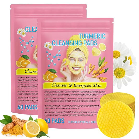 2Pack Turmeric Cleansing Pads, Turmeric Cleansing Pads Helps Balance Skin Oil And Water, Remove Excess Keratin From The Body'S Skin,Turmeric Cleansing Pads for Face & Body(80PCS)…