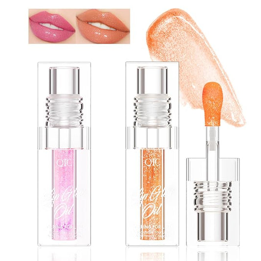 Magic Color Changing Lip Gloss, Warm Change Moisturizing, Long Lasting Nourishing Big Brush Lip Oil (#8)