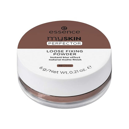essence | My Skin Perfector Loose Fixing Powder | Instant Blur Effect & Natural Matte Finish | Vegan, Paraben Free, Gluten Free, Oil Free | Cruelty Free (50 | Deep)