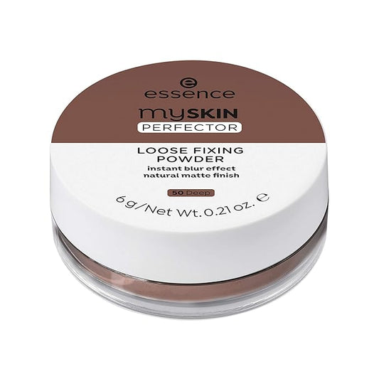 essence | My Skin Perfector Loose Fixing Powder | Instant Blur Effect & Natural Matte Finish | Vegan, Paraben Free, Gluten Free, Oil Free | Cruelty Free (50 | Deep)
