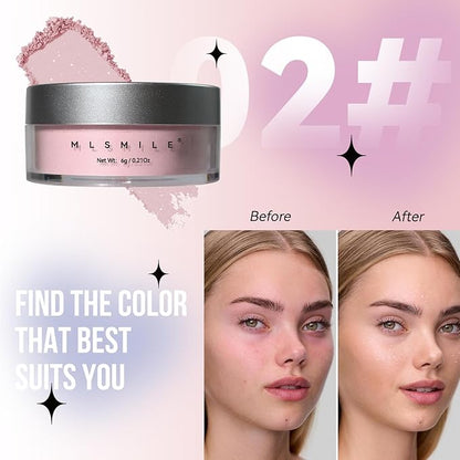 Shimmer Finish Setting Powder,Pink Translucent Setting Powder,Oil Control,Waterproof,Makeup Finishing Long-Lasting,Shimmer Powder for All Skin Types,Kimchi Setting Powder,Face Powder Makeup