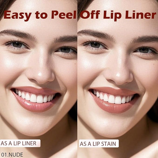 Lip Liner Stain Peel Off with Tweezer, Long Lasting Matte Lip Tattoo, Highly Pigmented Color Lip Makeup, Waterproof, Transfer-proof Lipstain for Women, for All Skin Types
