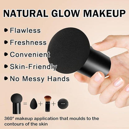 Mushroom Head Air Cushion CC Cream Foundation,2PCS Moisturizing BB Cream Cushion Foundation Makeup,Full Coverage Long Lasting Matte Concealer Base de Maquillaje（Natural）