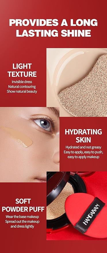 Cushion Foundation, Full Coverage & Weightless, Skin Fit Technology for Natural Radiance, Satin Glow Finish, Hydrating Long-Lasting Cushion, Anti-Caking (02# SHELL BEIGE, 0.21 Fl Oz (Pack of 1))