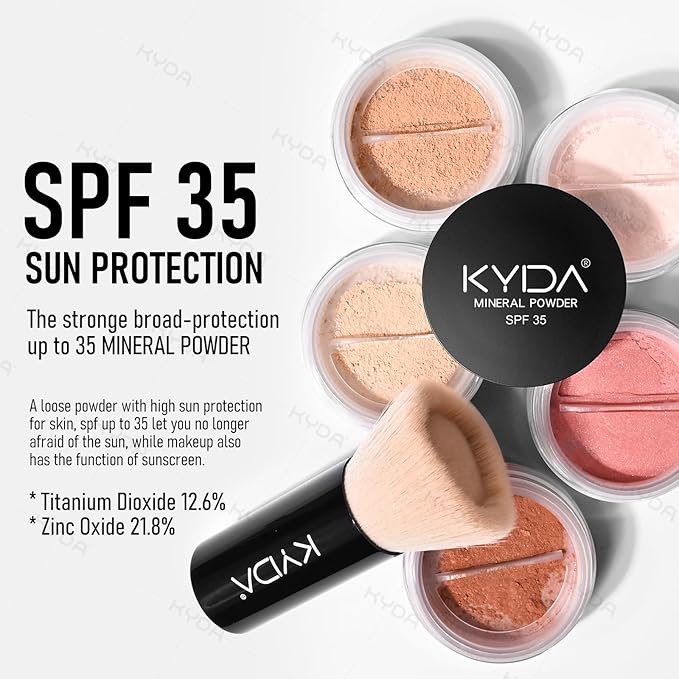 KYDA Mineral Powder Blush, SPF 35, Loose Mineral Blush, Natural Glow Blush Powder, Buildable Coverage for Healthy-looking Color, Lightweight Blendable Formula, Shine Rose