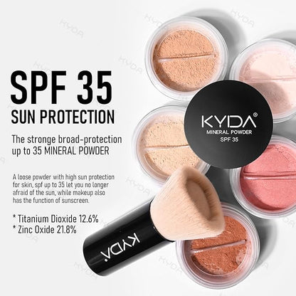 KYDA Mineral Powder Blush, SPF 35, Loose Mineral Blush, Natural Glow Blush Powder, Buildable Coverage for Healthy-looking Color, Lightweight Blendable Formula, Shine Rose