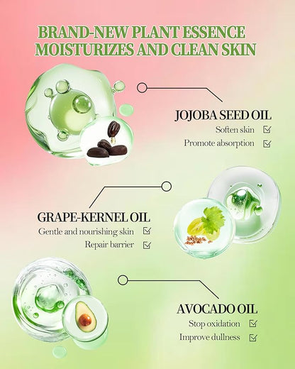 Makeup Remover Oil Portable Kit-7 Pcs Mini Travel Size Bottles Cleansing for Face, Gentle Facial Oil, Portable Skincare,Deep Cleaning without Clogging Pore,Residue-Free,for Dry & Neutral Skin (Green)