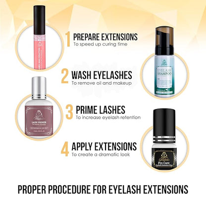 Forabeli Lash Shampoo 50ml with Brush and Wand - Eyelash Extension Cleanser, Eyelid Foaming Wash, Gentle Foam, Remove Oils and Makeup