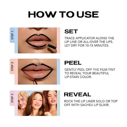 Sacheu Lip Liner Stay-N Peel Off Lip Stain — Long Lasting Matte Lip Tattoo Transfer Proof Lipstain Infused with Hyaluronic Acid & Vitamin E for All Skin Types — Vegan & Cruelty-Free, Sinamon