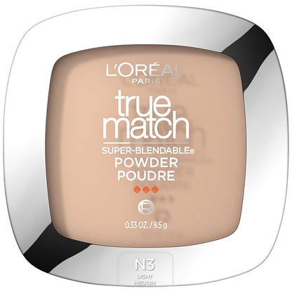 L'Oreal Paris True Match Super Blendable Oil Free Foundation Powder, N3 Light Medium, 0.33 oz, Packaging May Vary