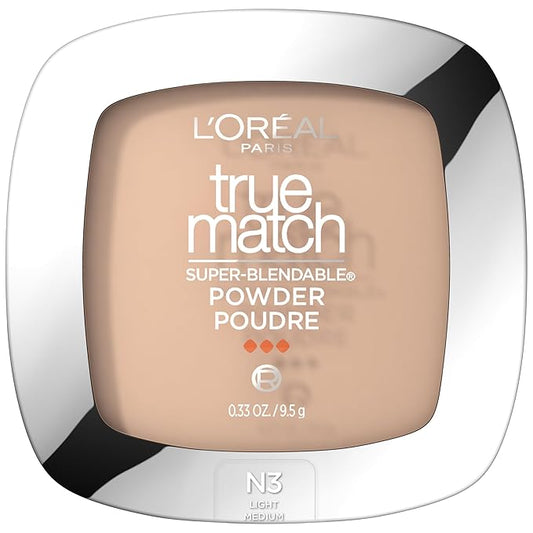 L'Oreal Paris True Match Super Blendable Oil Free Foundation Powder, N3 Light Medium, 0.33 oz, Packaging May Vary