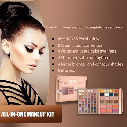 Profusion Cosmetics Artistry Attire 72pc Beauty Portfolio and complete Beauty Arsenal with Eyeshadows, Highlighters, and More in One, Versatile Beauty Essential with an All in One Makeup Kit