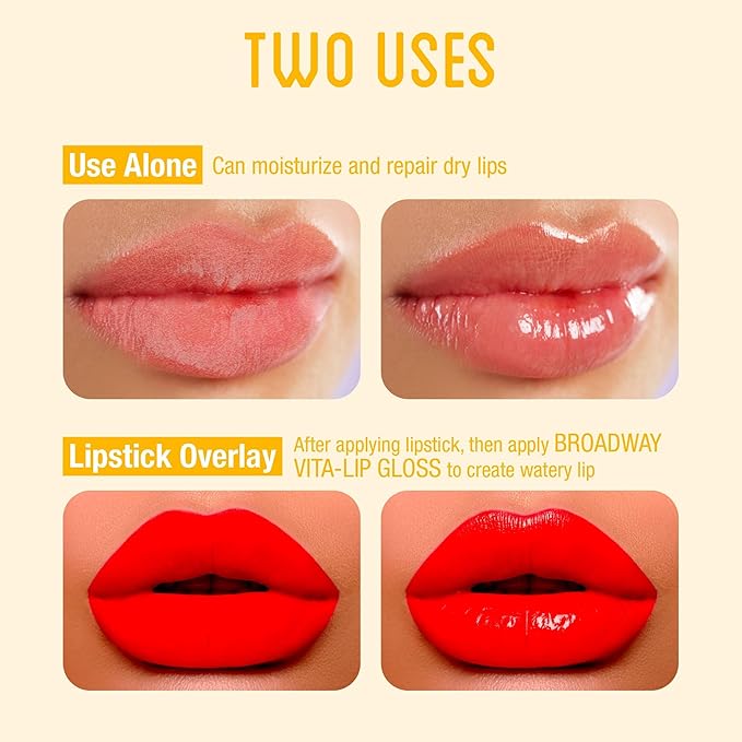 Ruby Kisses Broadway Vita-Lip Clear Lip Gloss (Honey 6 Pack), Ultra-Hydrating & Soothing Formula with Multi-Vitamin Oils, High-Shine Non-Sticky Finish, Nourishing Glossy Lip Balm for Healthy Lips